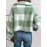 Plaid Pattern Button Front Teddy Coat - Women's Long Sleeve Winter Outwear