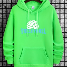 Men's Volleyball Print Hoodie - Cool Long Sleeve Hoodie with Drawstrings - Casual Graphic Design Pullover - Streetwear Sweatshirt for Fall and Winter - Great Gift Idea