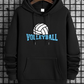 Men's Volleyball Print Hoodie - Cool Long Sleeve Hoodie with Drawstrings - Casual Graphic Design Pullover - Streetwear Sweatshirt for Fall and Winter - Great Gift Idea