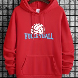 Men's Volleyball Print Hoodie - Cool Long Sleeve Hoodie with Drawstrings - Casual Graphic Design Pullover - Streetwear Sweatshirt for Fall and Winter - Great Gift Idea