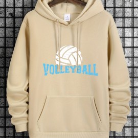 Men's Volleyball Print Hoodie - Cool Long Sleeve Hoodie with Drawstrings - Casual Graphic Design Pullover - Streetwear Sweatshirt for Fall and Winter - Great Gift Idea