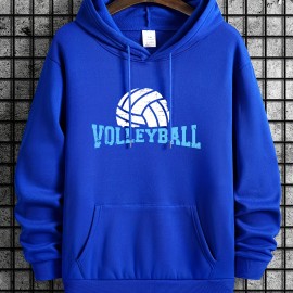 Men's Volleyball Print Hoodie - Cool Long Sleeve Hoodie with Drawstrings - Casual Graphic Design Pullover - Streetwear Sweatshirt for Fall and Winter - Great Gift Idea