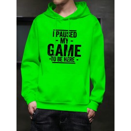 I PAUSED MY GAME Men's Pullover Hoodie - Long Sleeve Hooded Sweatshirt for Autumn/Winter