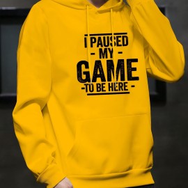 I PAUSED MY GAME Men's Pullover Hoodie - Long Sleeve Hooded Sweatshirt for Autumn/Winter