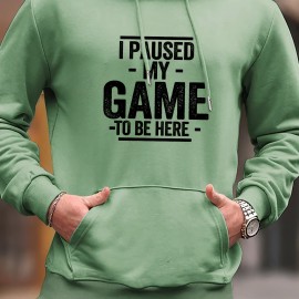 I PAUSED MY GAME Men's Pullover Hoodie - Long Sleeve Hooded Sweatshirt for Autumn/Winter