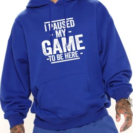 I PAUSED MY GAME Men's Pullover Hoodie - Long Sleeve Hooded Sweatshirt for Autumn/Winter