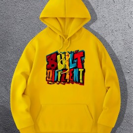 Colorful Letters Print Men's Pullover Hooded Sweatshirt for Autumn/Winter