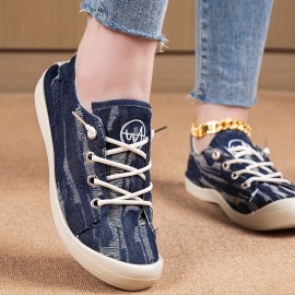 Women's Solid Color Canvas Shoes, Slip On Lightweight Walking Skate Shoes, Low-top Travel Shoes