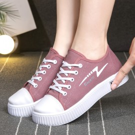 All-Season Comfort Women's Sneakers - Soft Sole Lightweight, Lace-Up, Stylish Canvas Walking Shoes