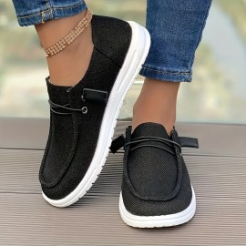 Women's Simple Solid Color Canvas Shoes, Casual Lace Up Outdoor Shoes, Lightweight Low Top Sneakers