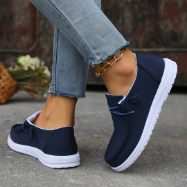 Women's Solid Color Casual Sneakers, Slip On Lightweight Soft Sole Walking Shoes, Low-top Comfort Daily Footwear