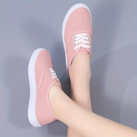 Chic Women's Canvas Sneakers - Lace-Up | Comfortable & Versatile Flat Design for Daily Wear and Walking