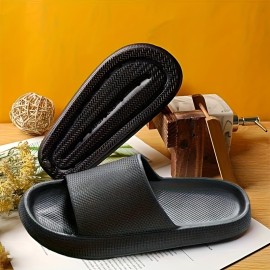 Men's Solid Color Open Toe Breathable Anti Odor EVA Slippers, Comfy Non Slip Casual Durable Soft Sole Slides, Men's Footwear