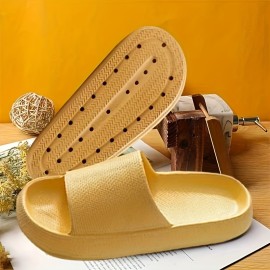 Men's Solid Color Open Toe Breathable Anti Odor EVA Slippers, Comfy Non Slip Casual Durable Soft Sole Slides, Men's Footwear