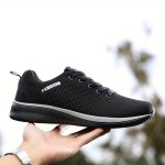 Men's Casual Solid Color Breathable Lace-up Running Shoes, Casual Outdoor Anti-skid Durable Sneakers