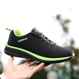 Men's Casual Solid Color Breathable Lace-up Running Shoes, Casual Outdoor Anti-skid Durable Sneakers