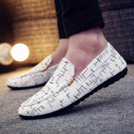 Men's Trendy Steel Style Slip On Loafer Shoes, Comfy Non Slip Breathable Sneakers For Men's Outdoor Activities