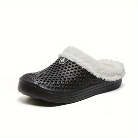 Men's Fashion Clogs, Slip-on Closed Toe Sandals, Soft Sole Walking Shoes With Lined Fuzz, Outdoor Garden Shoe For Autumn And Winter