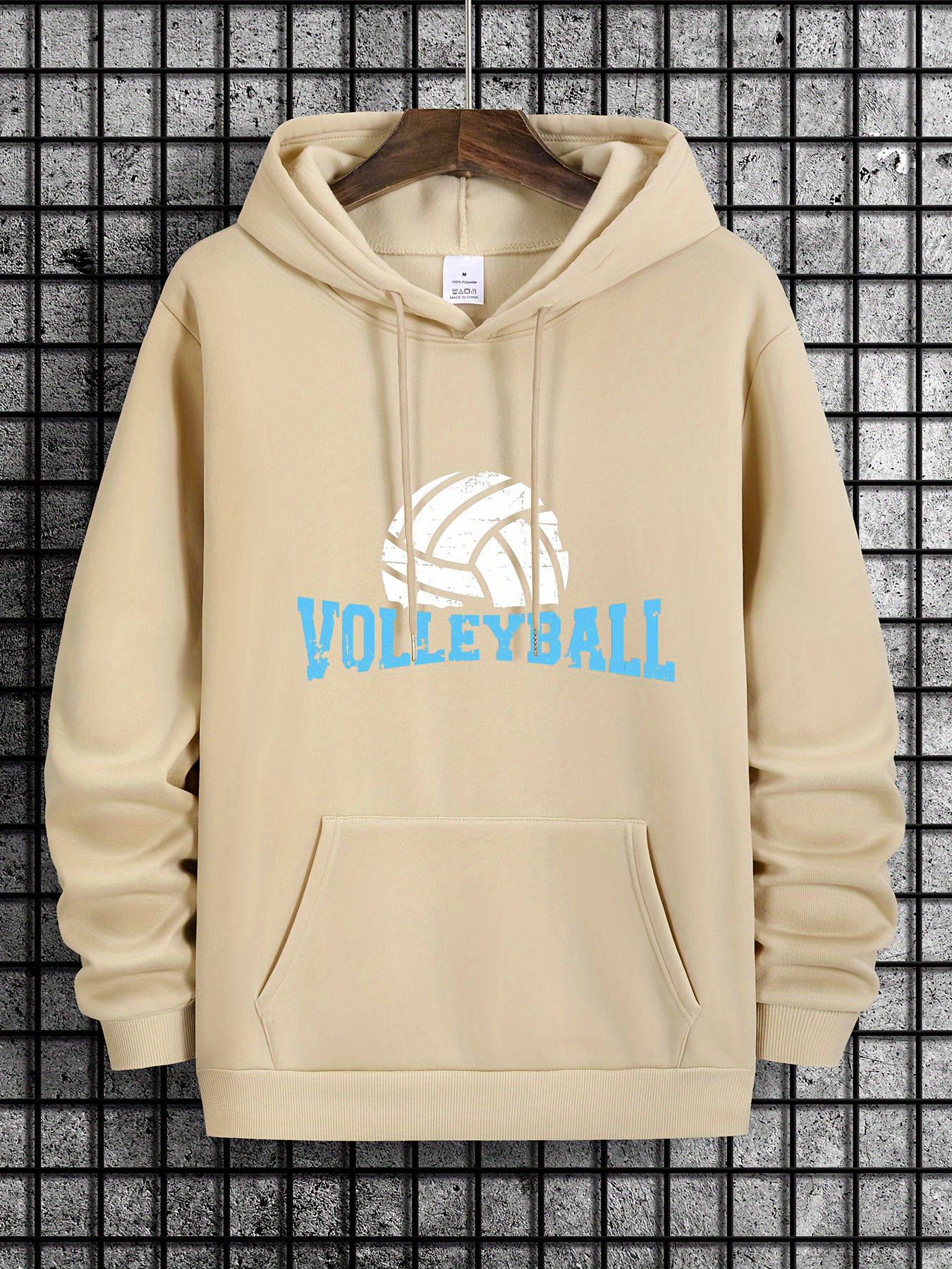 volleyball print hoodie cool long sleeve hoodies with drawstrings for men mens casual creative graphic design pullover hooded streetwear sweatshirt with kangaroo pockets for fall and winter as gifts details 35