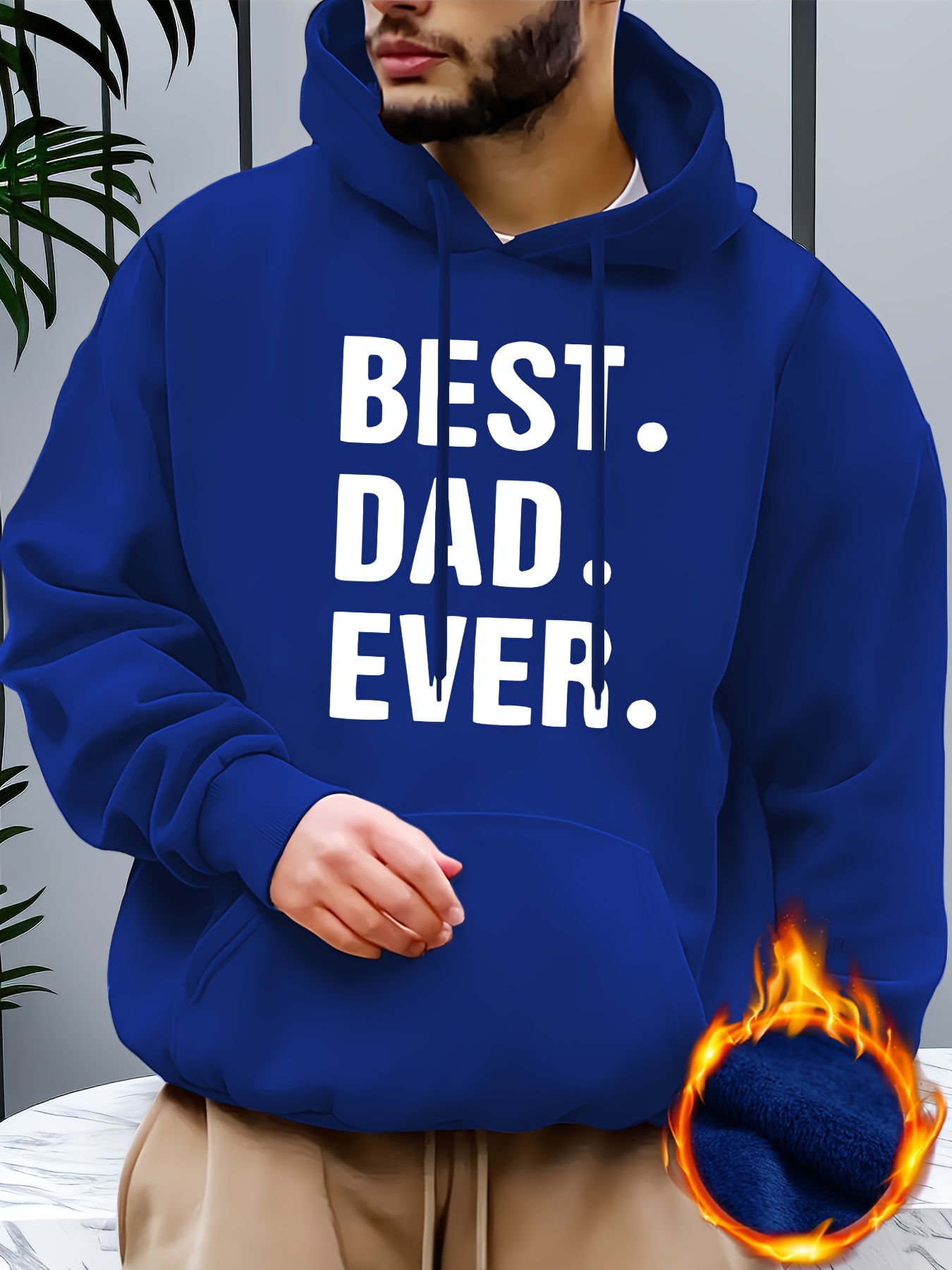 best dad ever print hoodies for men graphic sweatshirt with kangaroo pocket comfy trendy hooded pullover mens clothing for fall winter details 5