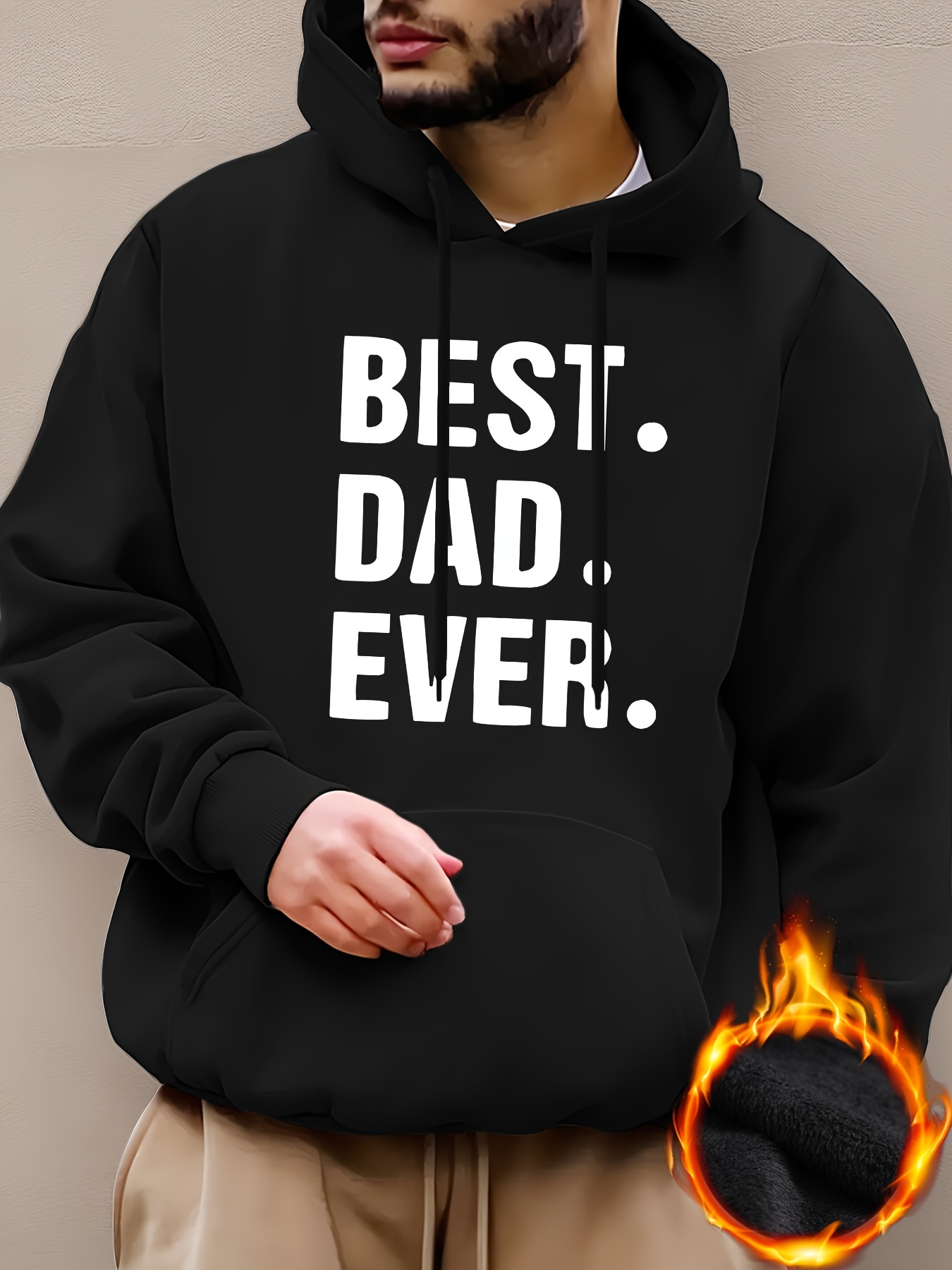 best dad ever print hoodies for men graphic sweatshirt with kangaroo pocket comfy trendy hooded pullover mens clothing for fall winter details 10