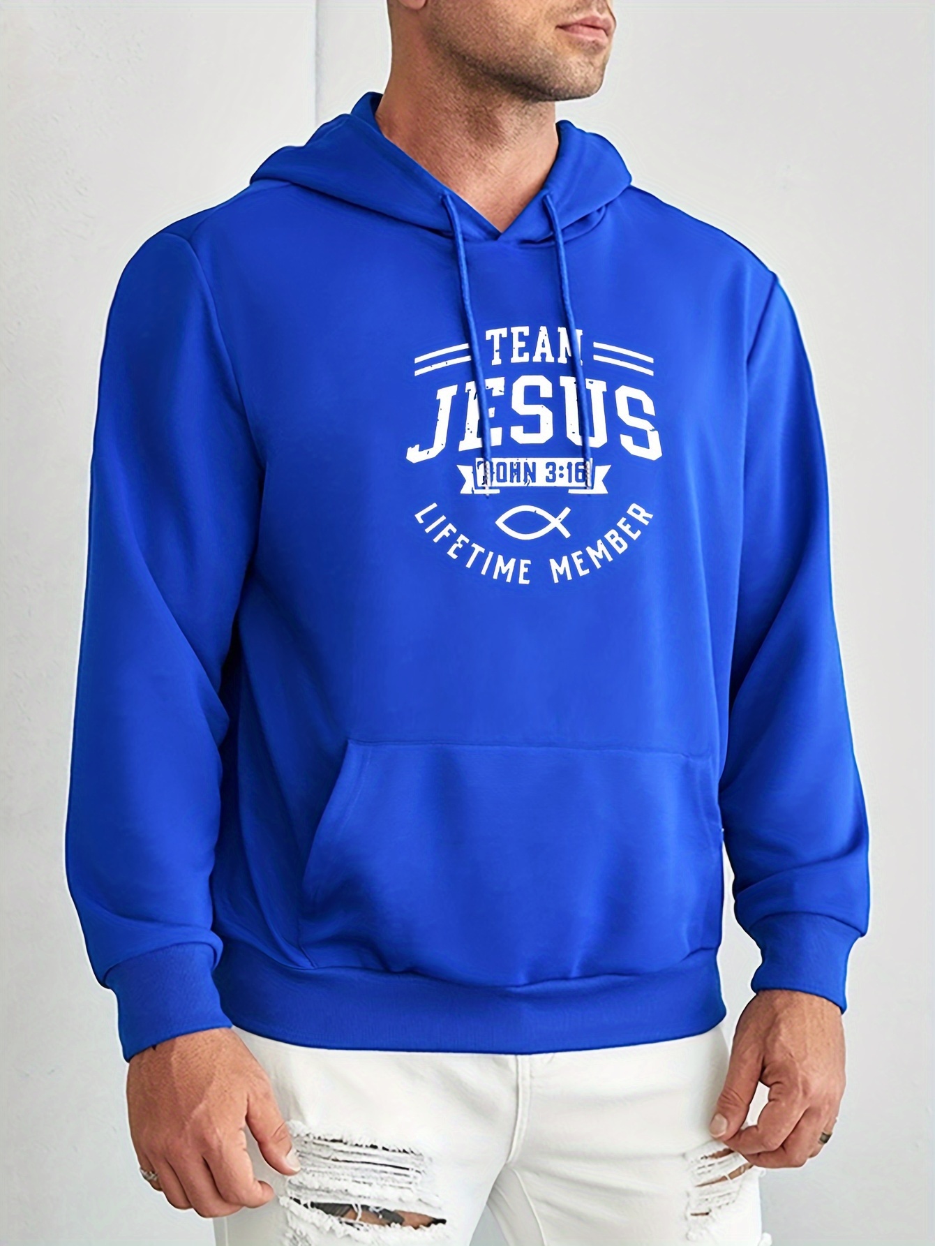 team jesus lifetime measure print mens pullover round neck hoodies with kangaroo pocket long sleeve hooded sweatshirt loose casual top for autumn winter mens clothing as gifts details 40