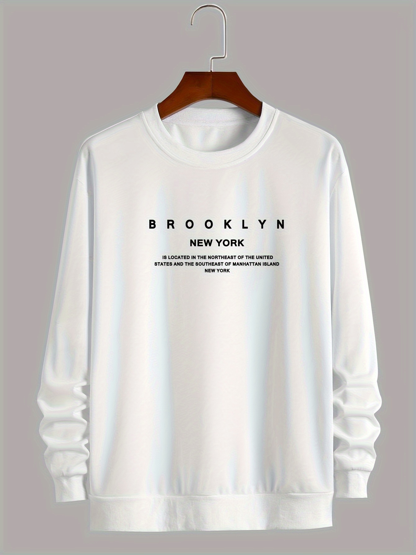 brooklyn new york print fashionable mens casual long sleeve crew neck pullover sweatshirt suitable for outdoor sports for autumn spring can be paired with hip hop necklace as gifts details 12