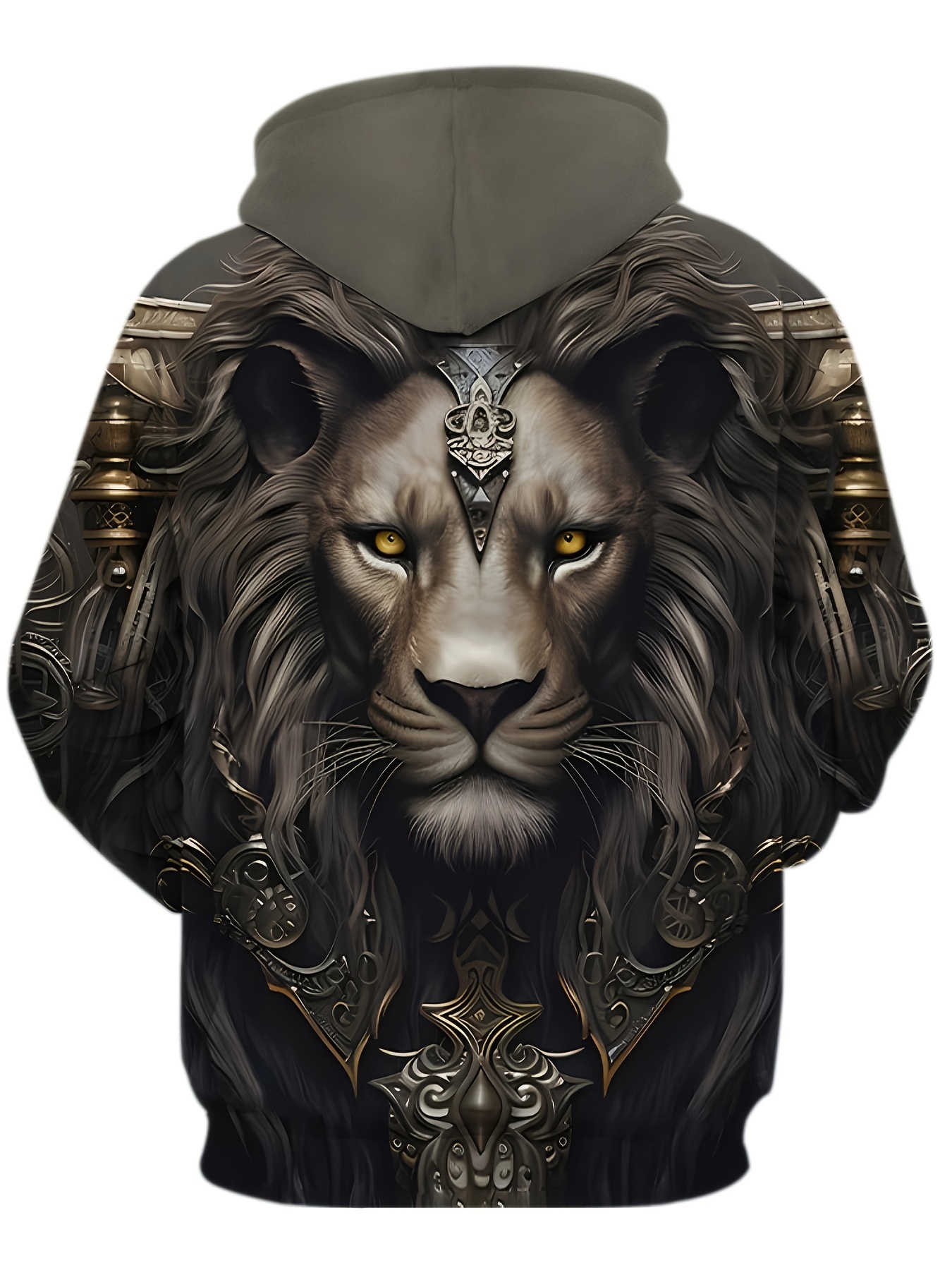 king lion print hoodie cool hoodies for men mens casual graphic design pullover hooded sweatshirt streetwear for winter fall as gifts details 2