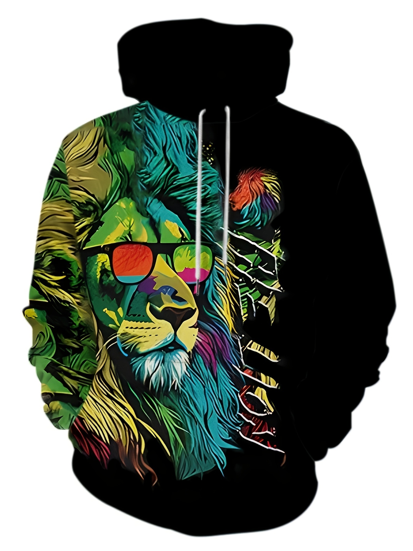 king lion print hoodie cool hoodies for men mens casual graphic design pullover hooded sweatshirt streetwear for winter fall as gifts details 6