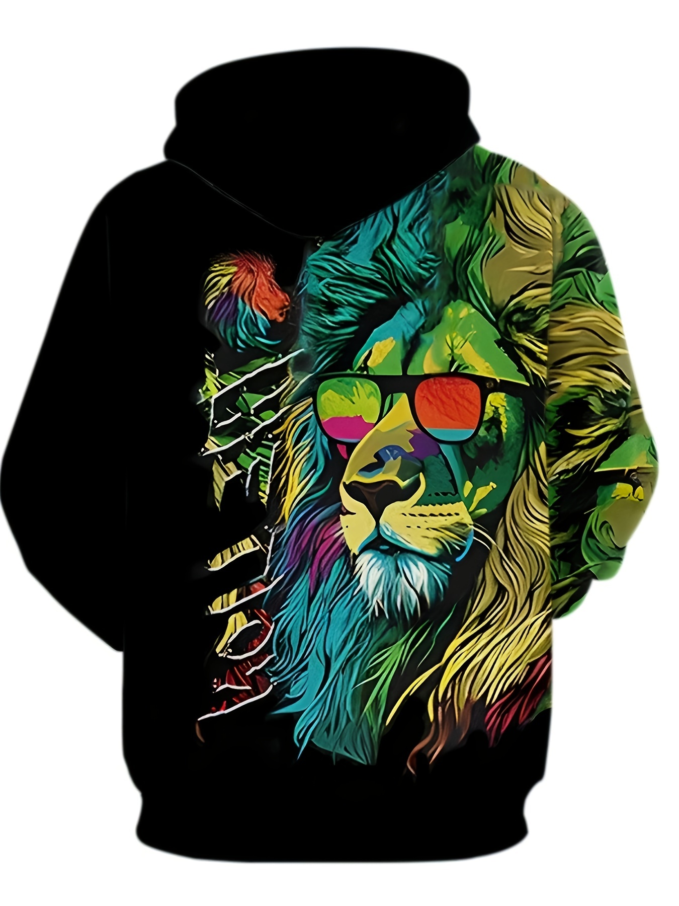 king lion print hoodie cool hoodies for men mens casual graphic design pullover hooded sweatshirt streetwear for winter fall as gifts details 7