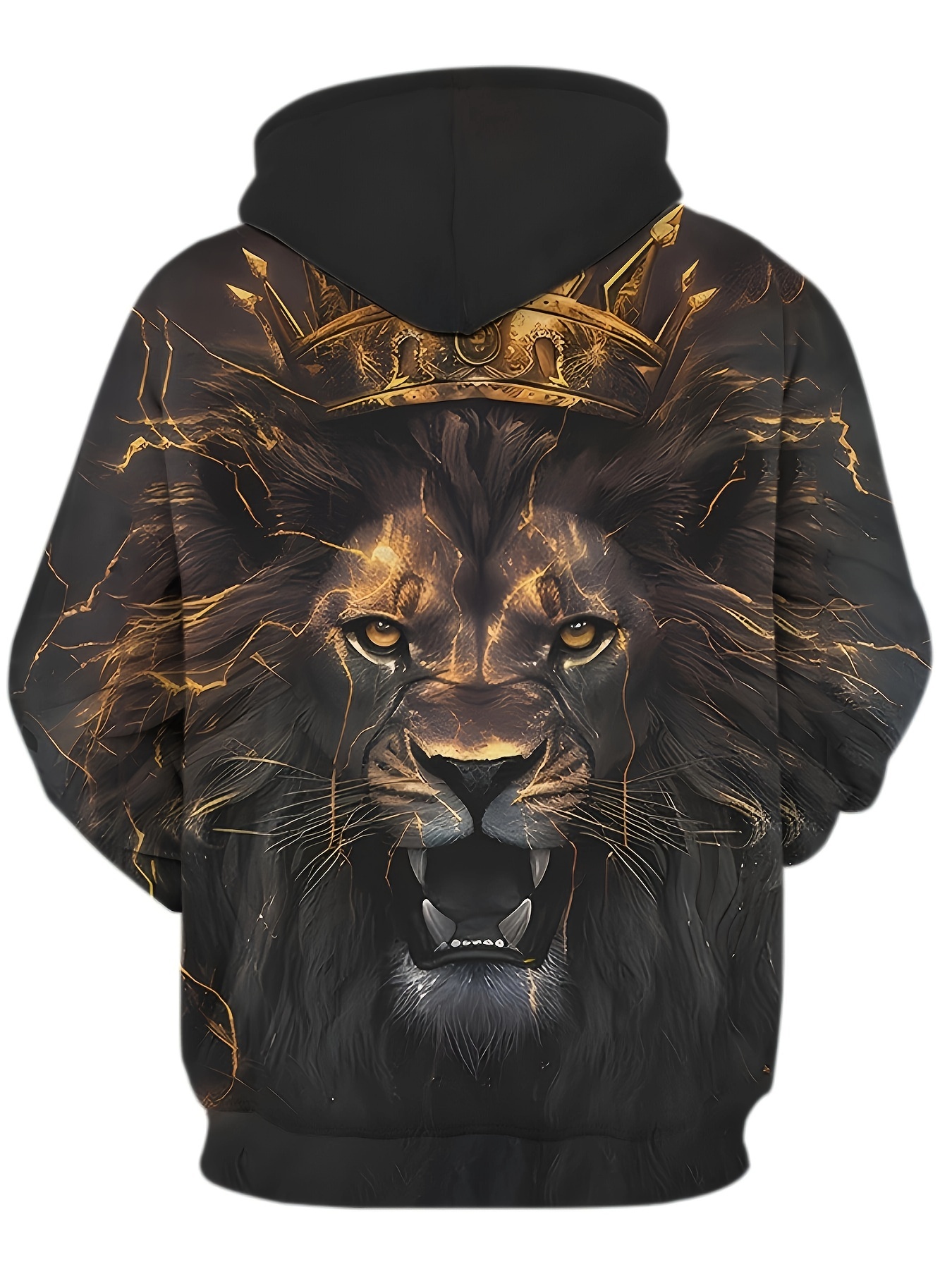 king lion print hoodie cool hoodies for men mens casual graphic design pullover hooded sweatshirt streetwear for winter fall as gifts details 11