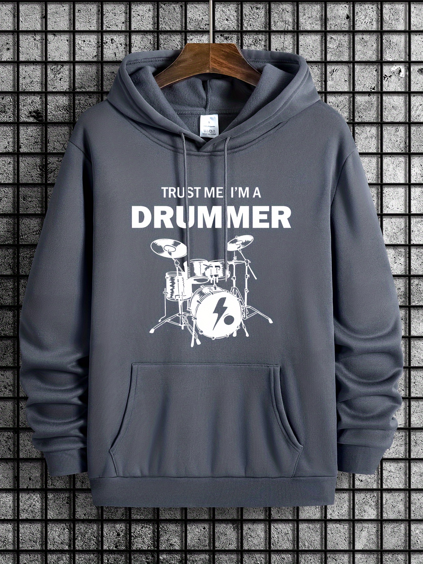 trust me im drummer print hoodie cool hoodies for men mens casual graphic design pullover hooded sweatshirt with kangaroo pocket streetwear for winter fall as gifts details 8