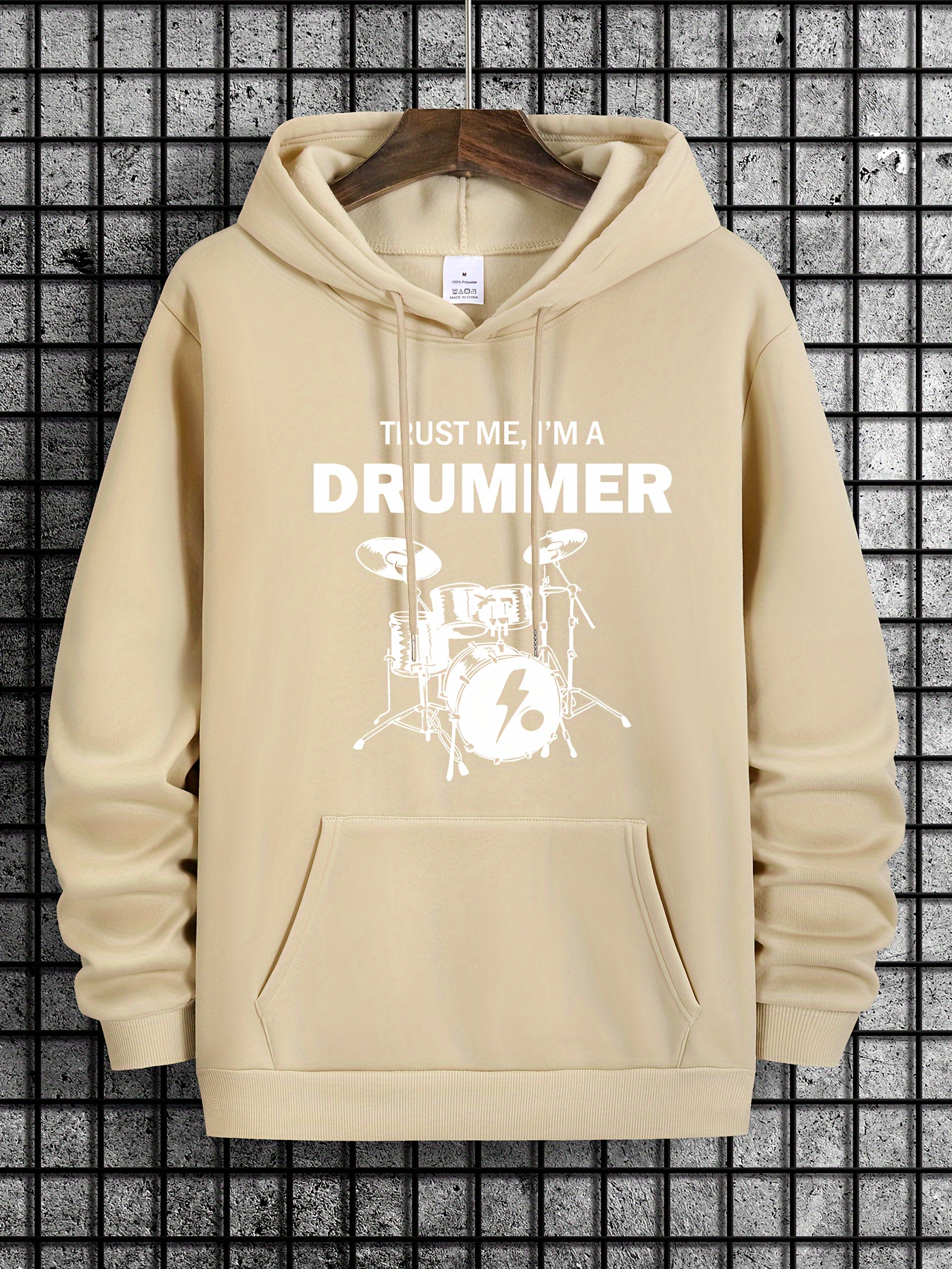 trust me im drummer print hoodie cool hoodies for men mens casual graphic design pullover hooded sweatshirt with kangaroo pocket streetwear for winter fall as gifts details 17