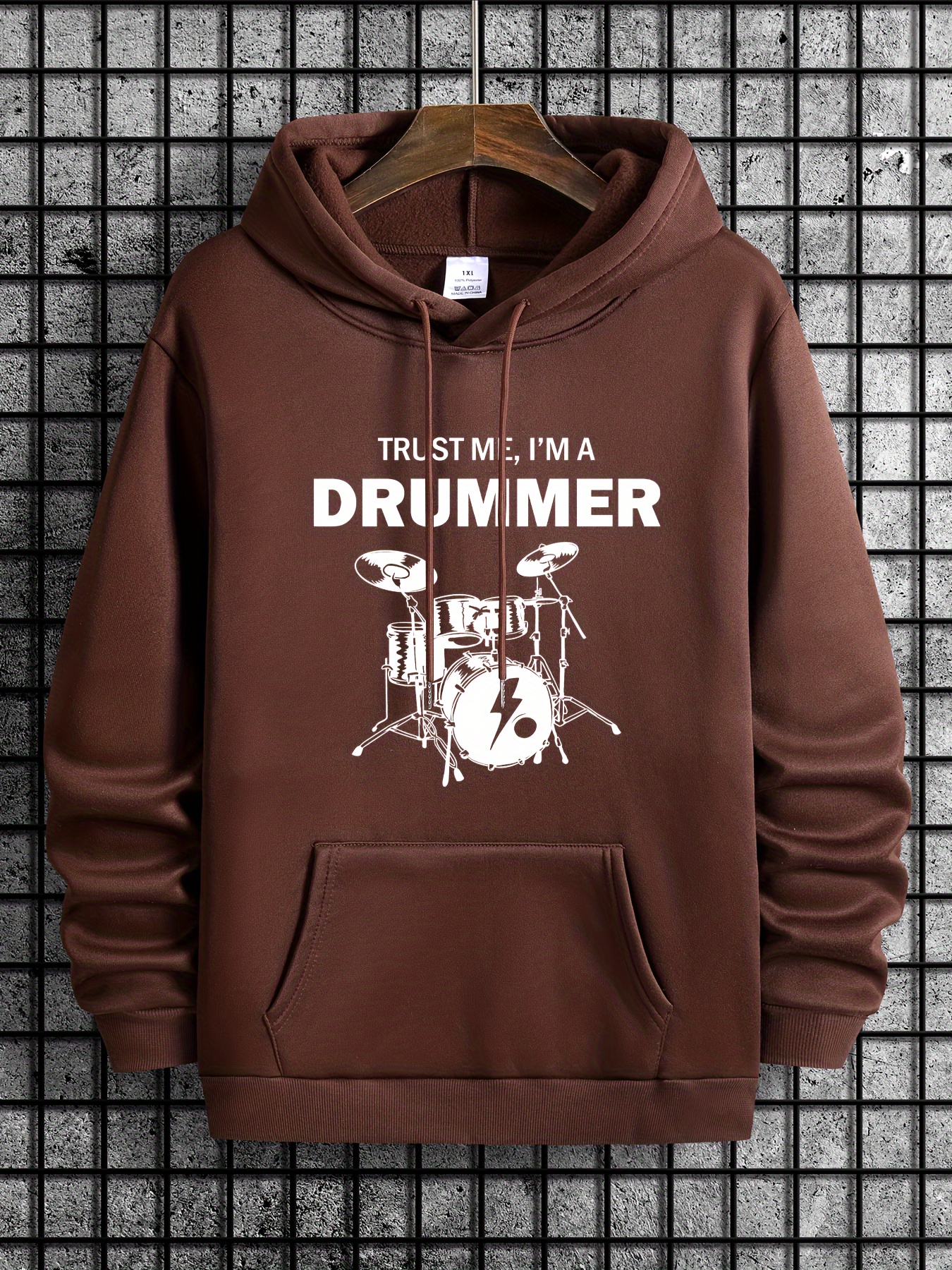 trust me im drummer print hoodie cool hoodies for men mens casual graphic design pullover hooded sweatshirt with kangaroo pocket streetwear for winter fall as gifts details 35