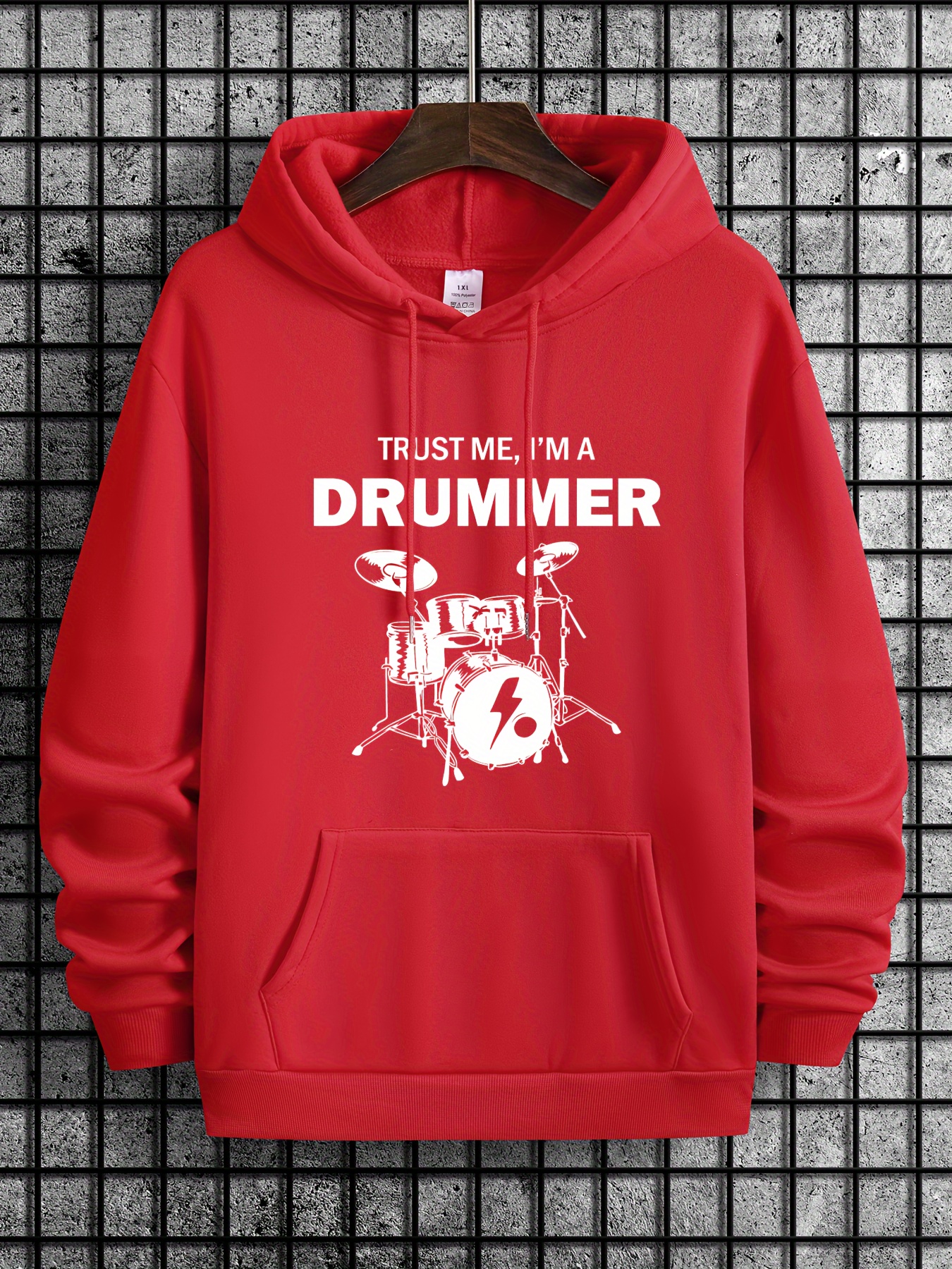 trust me im drummer print hoodie cool hoodies for men mens casual graphic design pullover hooded sweatshirt with kangaroo pocket streetwear for winter fall as gifts details 43