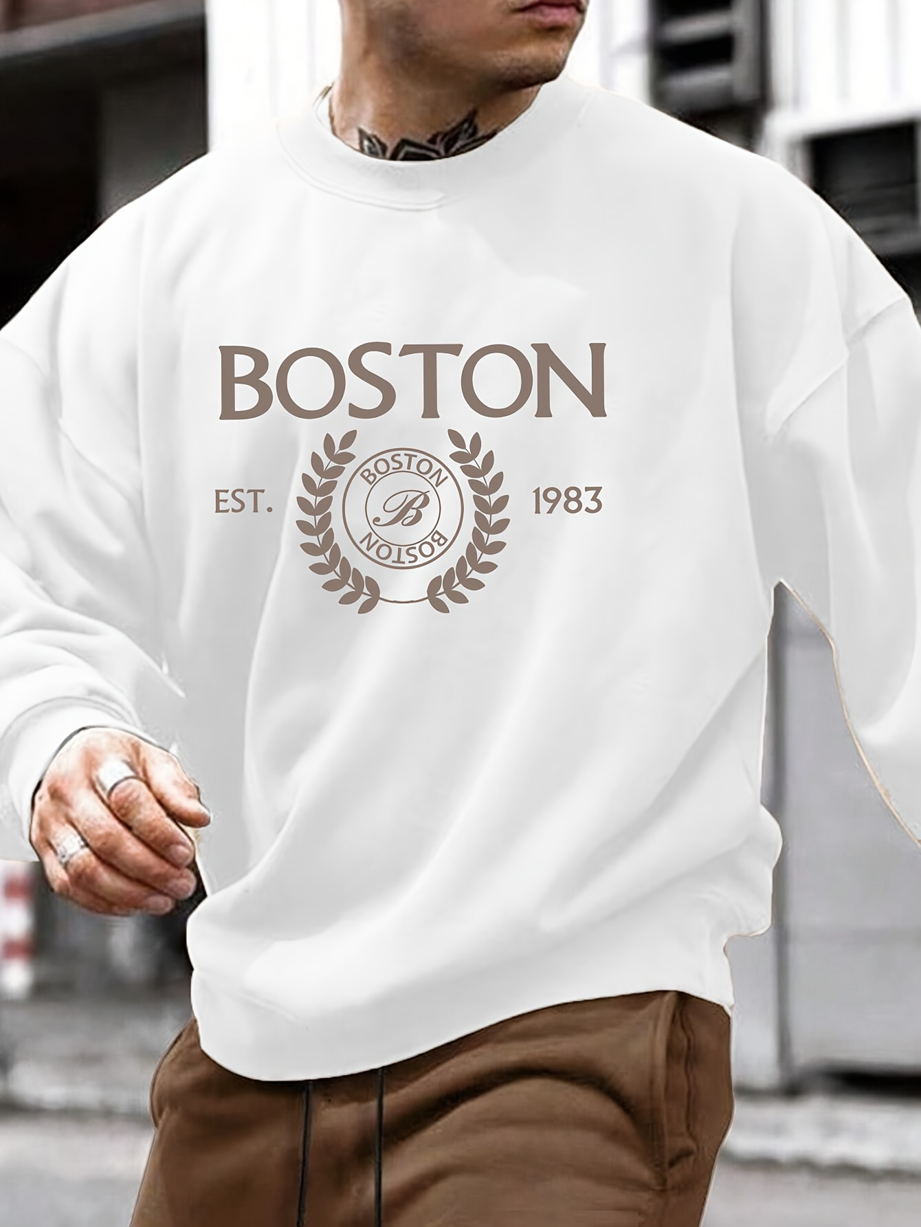 mens pullover round neck long sleeve sweatshirt letter boston pattern casual top for autumn winter mens clothing details 18