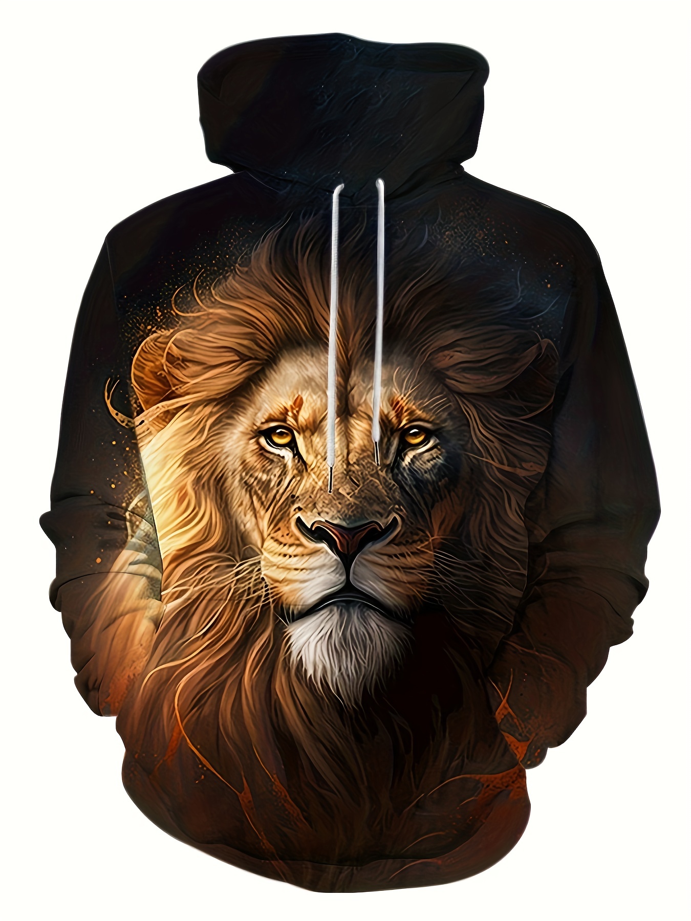 lion print hoodie cool hoodies for men mens casual graphic design pullover hooded sweatshirt with kangaroo pocket streetwear for winter fall as gifts details 4