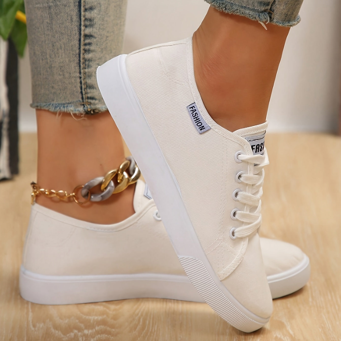 low top canvas shoes women s simple lace flat sneakers comfy details 3