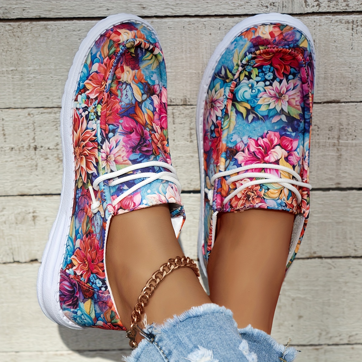 floral pattern canvas sneakers women s casual comfortable details 2