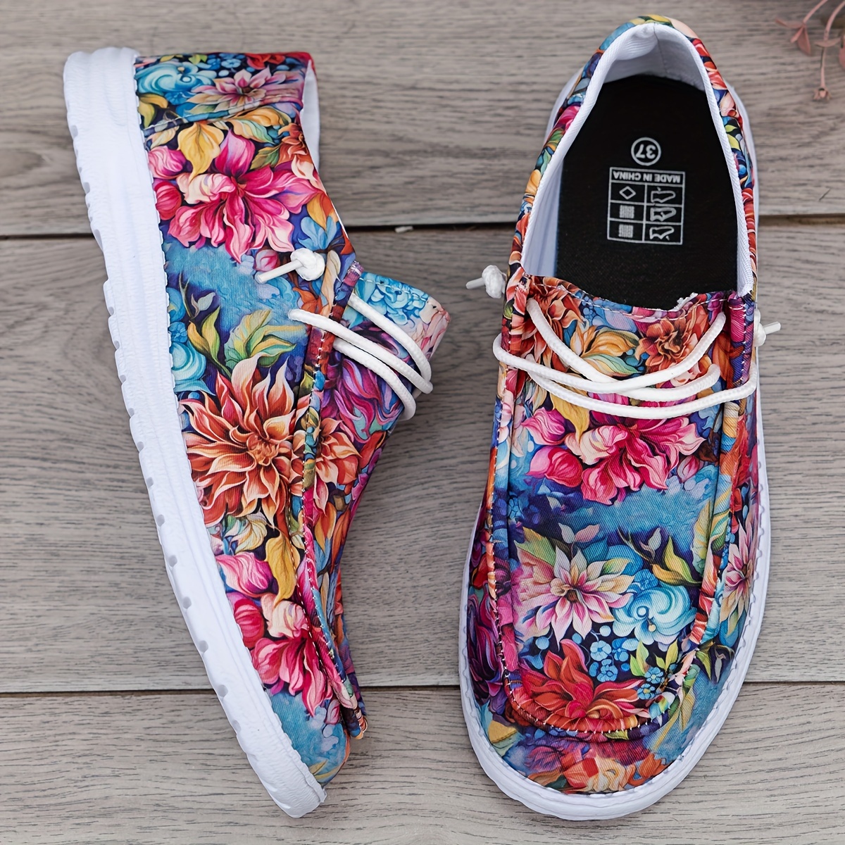 floral pattern canvas sneakers women s casual comfortable details 4