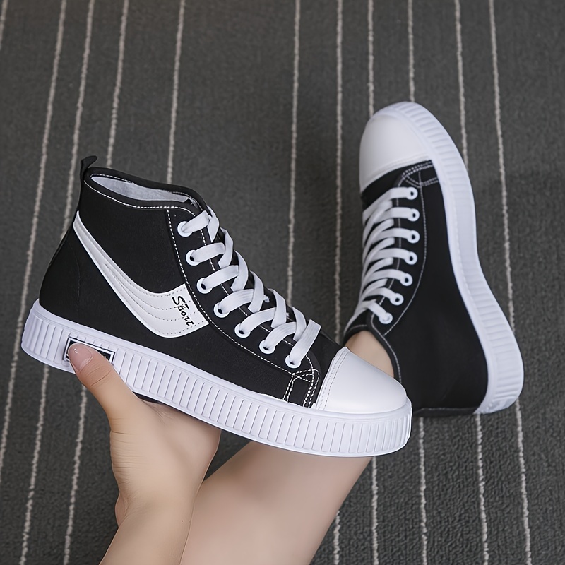 high top canvas shoes women s breathable comfortable flat details 1