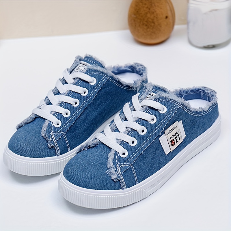 solid canvas slippers women s platform round toe match lace details 10