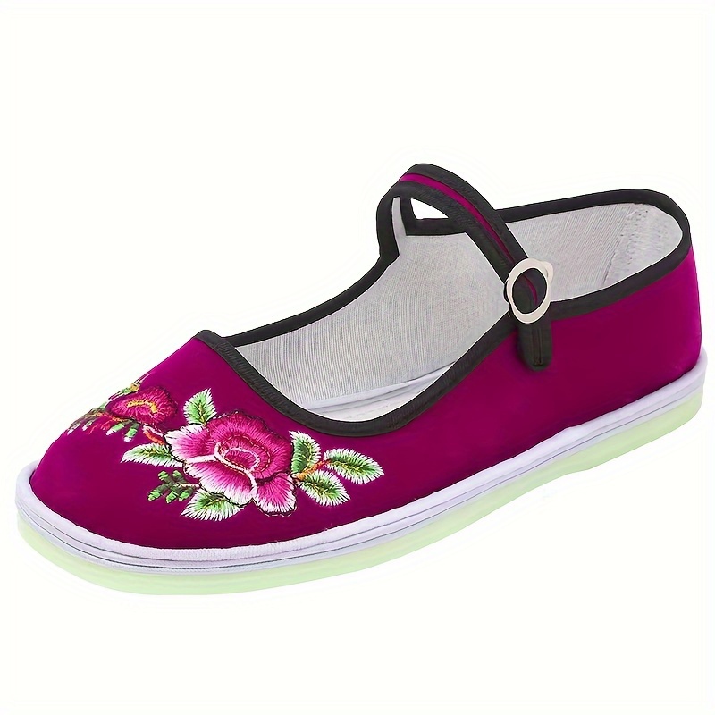 flower pattern flat shoes women s casual ankle buckle strap details 8