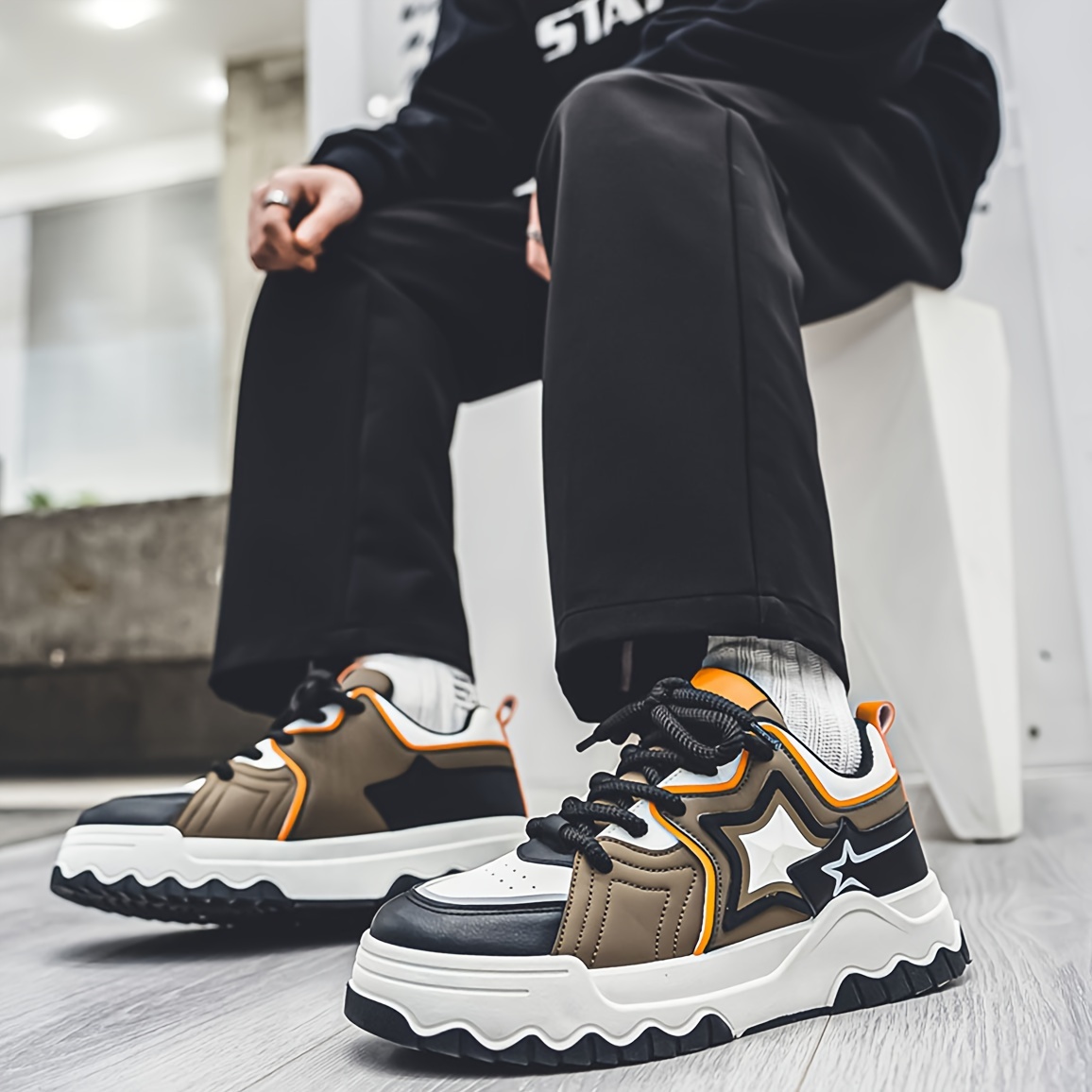 street style skate shoes men s trendy colour block comfy non details 4