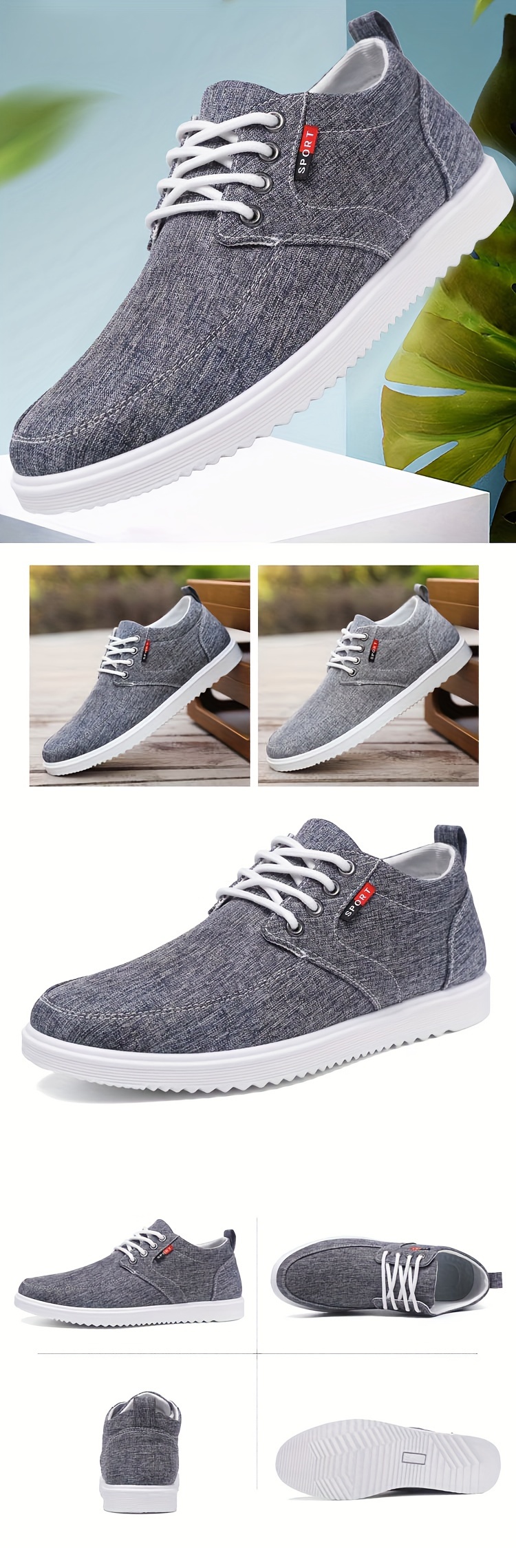 casual canvas shoes men s solid breathable non slip lace details 0