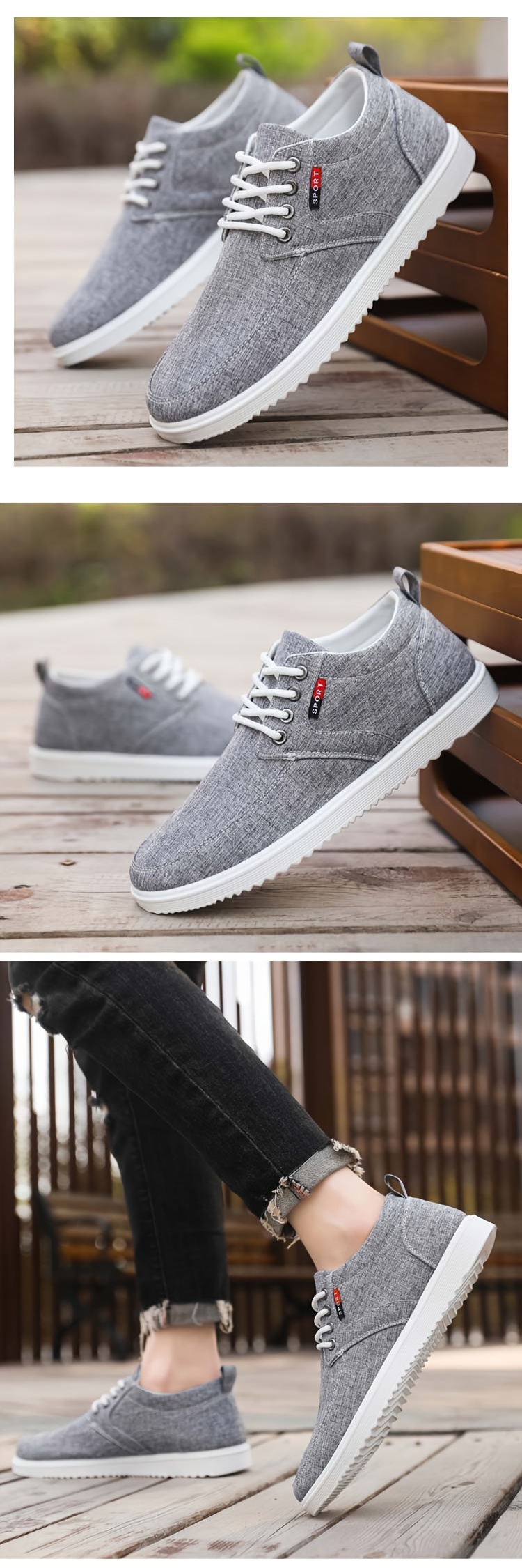 casual canvas shoes men s solid breathable non slip lace details 3