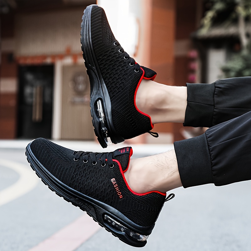 running shoes men s trendy woven knit breathable air cushion details 3